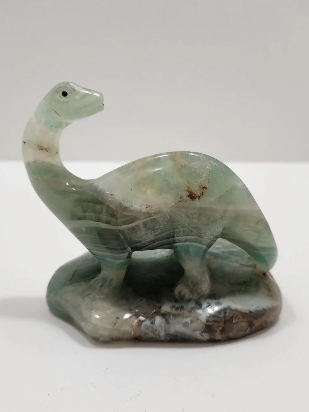 Hand Carved Fluorite or Aventurine Hand Carved Dinosaur Statue